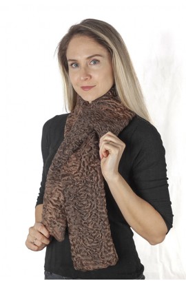 Brown karakul lamb fur scarf - fur on both sides